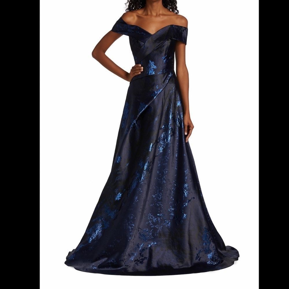Rene Ruiz Collection Jacquard Off-The-Shoulder Gown US 10 $1875